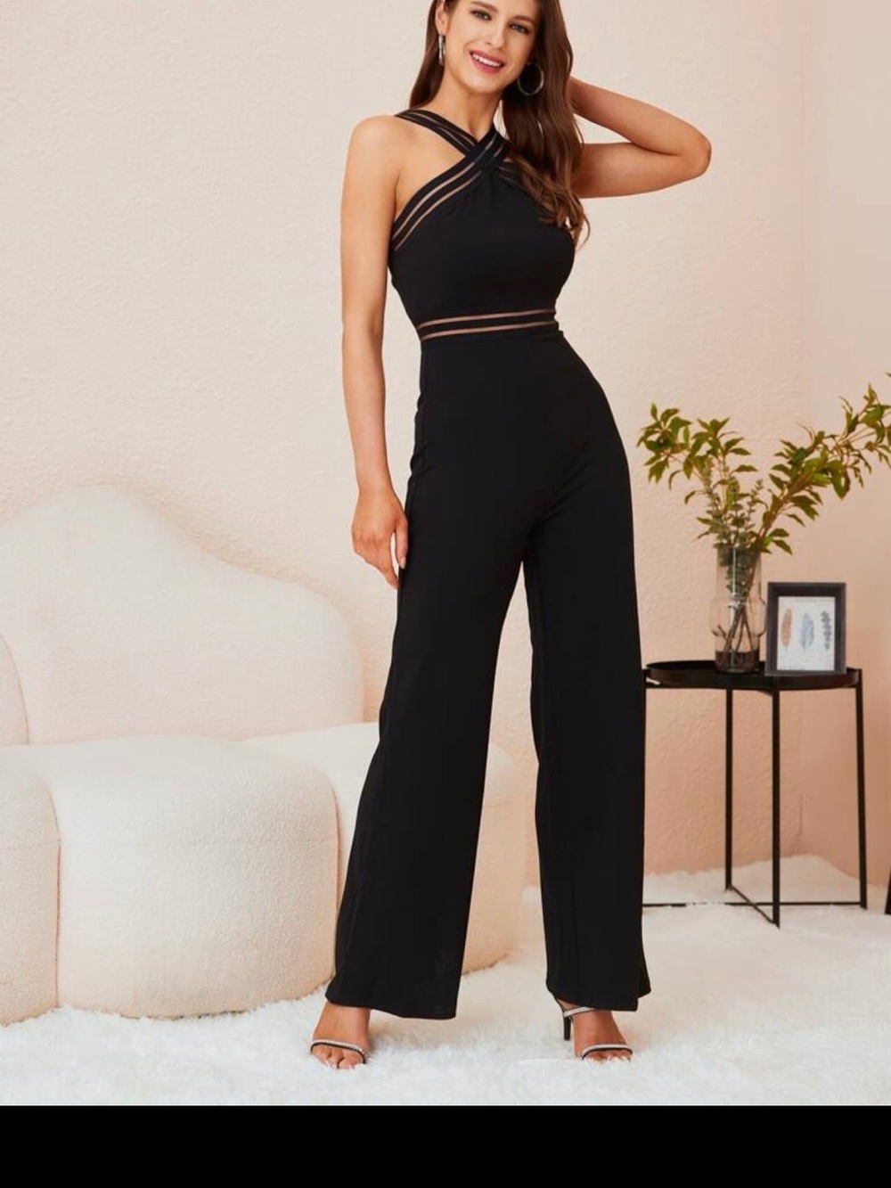 Black Halter Wide-Leg Jumpsuit